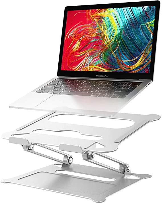 Laptop Stand for Desk, Adjustable Multi-Angle Laptop Riser with Heat-Vent, Notebook Stand, Tablet Desktop Holder for MacBook Pro/Air Surface Laptop Samsung HP Notebook Tablet 10-17 inches(Silver)