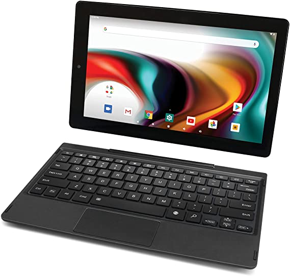 RCA 11 Delta Pro 2 in 1 laptop & tablet 11.6 Inch Quad-Core 2GB RAM 128GB Storage IPS 1366 x 768 Touchscreen WiFi Bluetooth with Detachable Keyboard Android 10 (11.6", Charcoal)