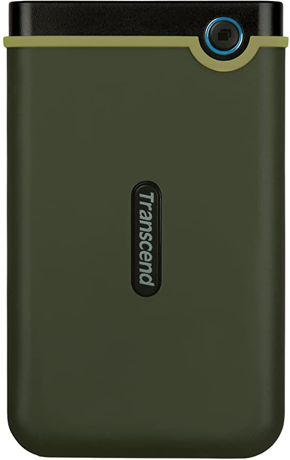 Transcend 2TB StoreJet 25M3G USB 3.1 Portable Hard Drive Rugged, Anti-Shock Resistant, Compact and Lightweight with Lightning-Fast Speeds and a One Touch Backup Button (Military Green) TS2TSJ25M3G