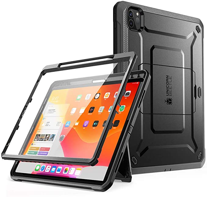 SUPCASE Unicorn Beetle Pro Series Case for iPad Pro 11 2020, Support Apple Pencil Charging, Built-in Screen Protector Full-Body Rugged Kickstand Protective Case for iPad Pro 11 inch 2020 - Black