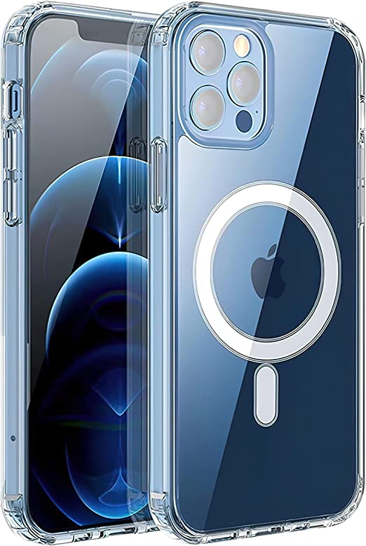 Magnetic Clear Case for iPhone 12 and iPhone 12 Pro with Magnetic Ring, Compatible with Mag-Safe Accessories, Slim Fit Anti-Yellowing Shockproof Protective Case for iPhone 12/12 Pro (6.1" Screen)