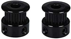 Gt2 Timing Pulley Synchronous Bore Aluminum Wheel -Black - 2 Pieces, 20teeth, 5mm