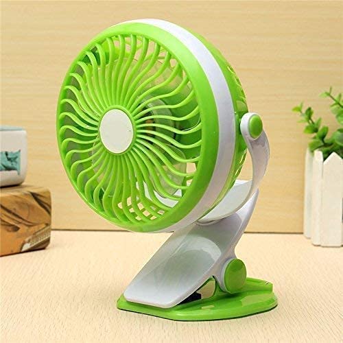 pora's Table Fan,USB Battery Operated Clip on Mini Desk Fan for Home, Office, Kitchen Baby Stroller, Car, Laptop Study, Gym, Camping (GREEN CLIP FAN)