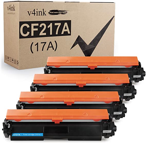 V4INK 4PK Compatible Toner Cartridge Replacement for HP 17A CF217A Toner Cartridge Black Ink for HP Laserjet Pro MFP M130fw M130nw M130fn M130a M102w M102a M130 M102 Printer