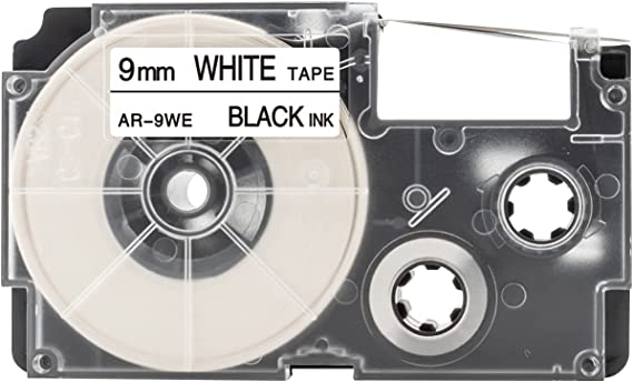 Label Tape 9mm x 8m Black On White For Casio EZ Label Printer