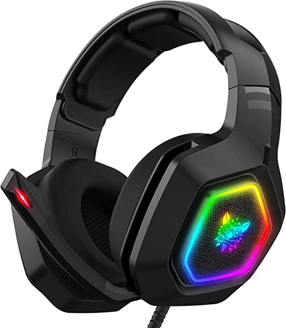 Eacam K10 RGB Gaming Headset Wired Headphones with Microphone Noise Cancelling Earphones for PC Gamer Computer