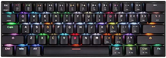 Motospeed Wired/Wireless 3.0 Mechanical Keyboard 60% Compact 61 Keys RGB Backlit Type-C Gaming/Office Keyboard for PC/Mac/Linux/iPad/iPhone/Smartphone/Laptop Red Switch