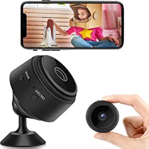 Mini Camera Nanny WiFi Camera with Audio, Home Surveillance Camera, Two-Way Voice and Video Call, 1080P IP HD Night Vision Motion Detection Reminder for Home Indoor Outdoor Security (Classic black)