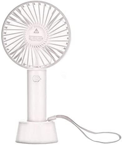 X4Cart Mini Handheld Portable Fan USB Rechargeable Built-in Battery Operated Summer Cooling Desktop Fan with Standing Holder Handy Base for Home Office Outdoor Travel (White Color)