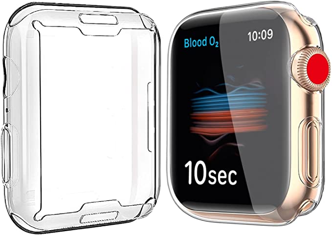 Toeoe Exact Fit Soft TPU Protective Ultra-Thin Case for Apple Watch Series 7 Screen Protector (2 Transparent) (41mm)