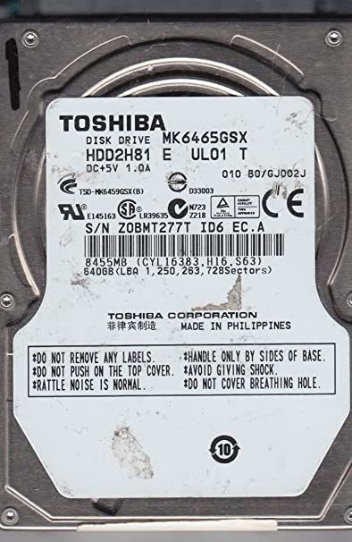 MK6465GSX, HDD2H81 E UL01 T, Toshiba 640GB SATA 2.5 Hard Drive