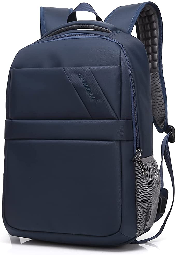 CoolBELL Unisex Waterproof Nylon 15.6 inch Laptop Backpack with USB Charging Port (Blue), Blue