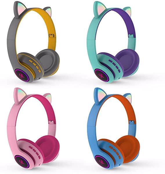 2022 CAT EAR HEADSET CT-66 WITH FOUR DIFFERENT COLORS AND 7 LED COLORS (RED)