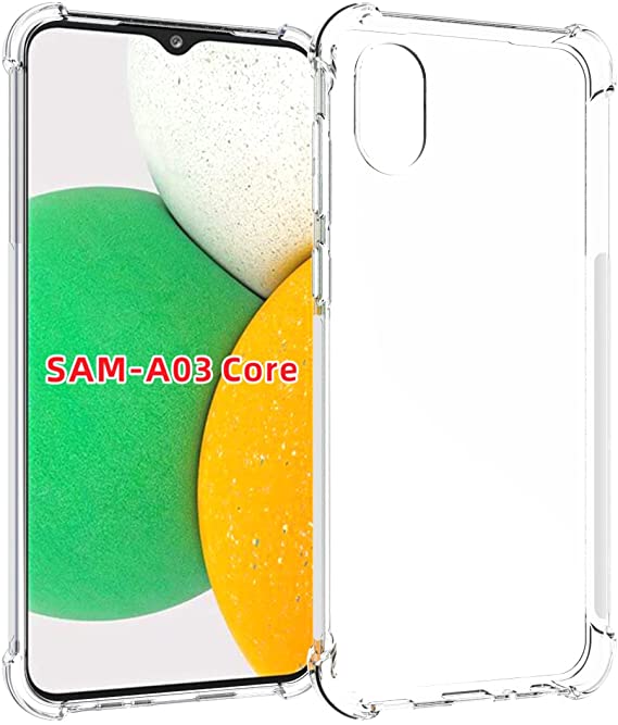 USTIYA for Samsung Galaxy A03 Core Case Clear TPU Four Corners Cover Transparent Soft funda