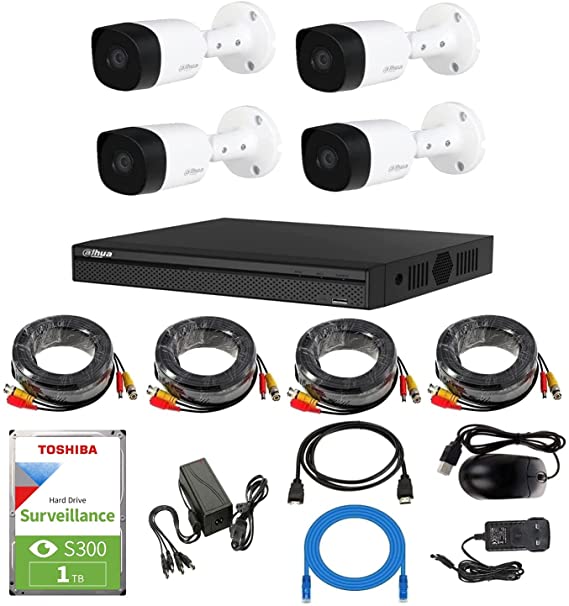 5MP HD Outdoor Security Camera Dahua 4 Channel CCTV Security System Kit G1/ Surveillance camera/Night Vision/Face Detection/Waterproof/Five Megapixel/iOS Android Mobile App