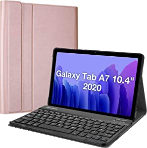 ProCase UK Keyboard Case for Samsung Galaxy Tab A7 10.4" (-T500 T505 T507) 2020 Release, Protective Cover with Magnetically Detachable Keyboard –Rosegold