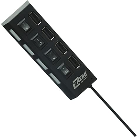 Zero High Quality High Speed USB Hub 4 Slots - Black