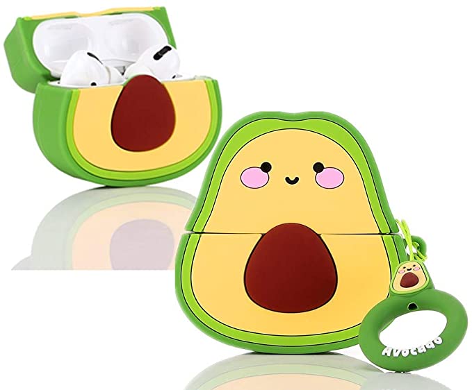 ZAHIUS Airpods Pro Silicone Case Funny Cover Compatible for Apple Airpods Pro[3D Cartoon Pattern][Designed for Kids Girl and Boys][Smile Avocado]