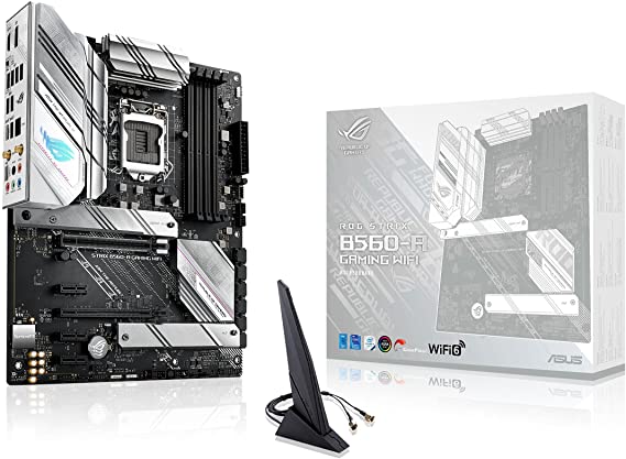 ASUS ROG STRIX B560-A GAMING WIFI (INTEL B560) LGA 1200 ATX, WiFi 6 (802.11ax), Realtek 2.5 Gb Ethernet, two M.2 slots with heatsinks, USB 3.2 Gen 2x2 USB Type-C, SATA and Aura Sync RGB lighting