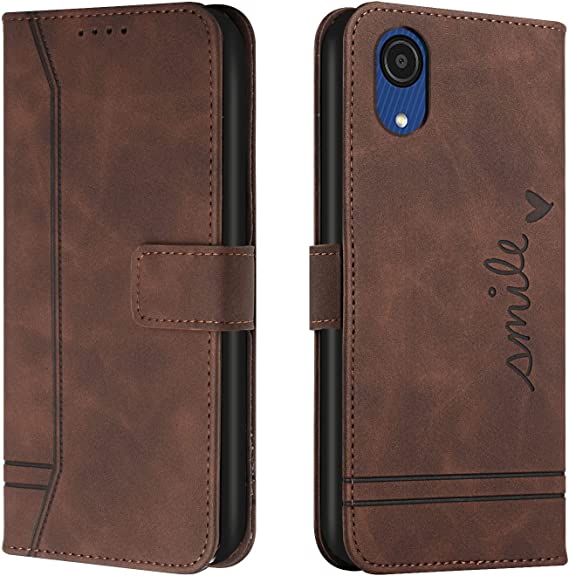 Asdsinfor Galaxy A03 Core Case,PU Leather Wallet Case,Credit Cards Holder Kickstand Shockproof Flip Magnetic Protection Men Women Lady Phone Case for Samsung Galaxy A03 Core Brown HX3