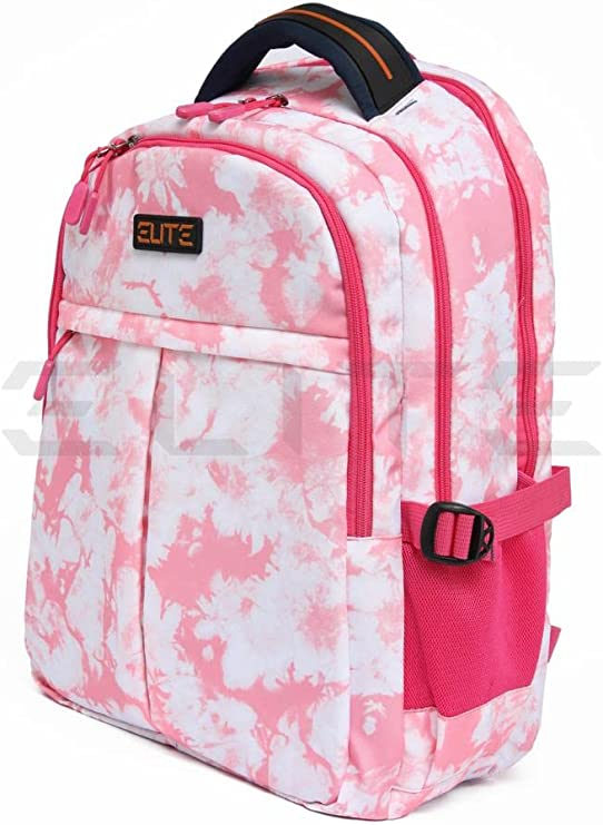 Elite Laptop Bags 15.6" 3 ZIPPER Back /Case Pink - White