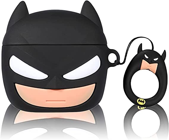TSYue Compatible for Apple AirPods Pro 2019 case Cover with Keychain, Cartoon Full Shockproof Protective Silicone 3D Cute Designed Charging Case for Girls Women Men Wireless Charging Case, Batman