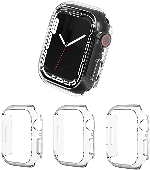 3 Pack Compatible for Apple Watch Case 45mm Series 7,Shockproof Ultra-Thin Hard PC Bumper Case All-Around Edge Protective Cover Frame[NO Screen Protector] for iWatch 7/6/5/4/SE Accessories