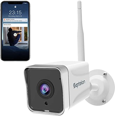 Security Camera Outdoor, Septekon 1080P CCTV Camera Wireless WiFi, Waterproof Home Surveillance Camera with 2-Way Audio, Night Vision, Motion Detection, Cloud Storage, Work with Alexa - S50