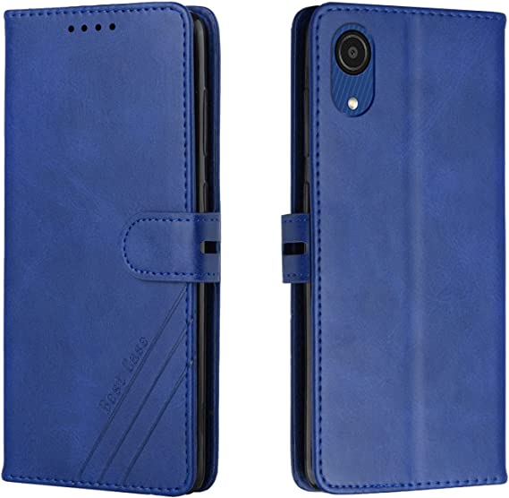 OOPKINS Case Compatible with Samsung Galaxy A03 Core Case Luxury Leather Flip Wallet Case with Card Slots Kickstand Magnetic Buckle Shockproof Protective Cover for Samsung Galaxy A03 Core Blue HX