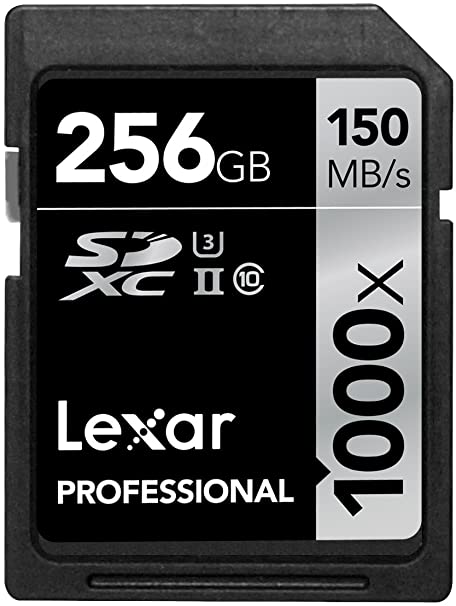 Lexar Professional 1000x 256GB SDXC UHS-II/U3 Card (Up to 150MB/s read) w/Image Rescue 5 Software LSD256CRBNA1000, Black