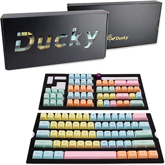 Ducky Cotton Candy SA Keycaps 108 ABS Doubleshot Set for Ducky Keyboards or MX Compatible Standard Layout - 108 SA Type Keycap Set - (Cotton Candy)