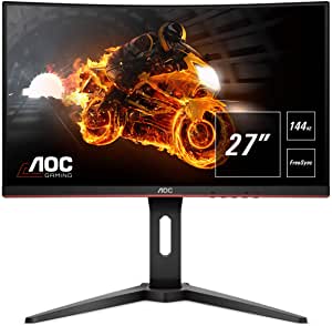 AOC C27G1 27Inch Curved Frameless Gaming Monitor, FHD 1080p, 1800r VA Panel, 1ms MPRT 144Hz, FreeSync, DP/HDMI/VGA, Height Adjustable, VESA