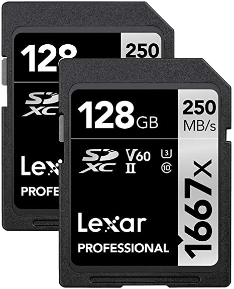 Lexar Professional 1667X 128GB (2-Pack) SDXC UHS-II Card (LSD128CBNA16672)