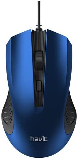 HV-MS752 1200 DPI, 4 Keys, Wired Mouse, Black+Blue