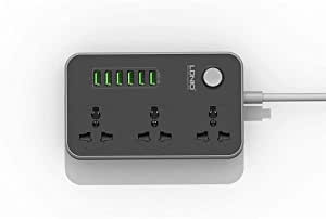 Ldnio Universal 3-Power Socket And 6-Port USB Adapter Grey