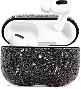 Luxury Bling Glitter Diamond Shiny Stones Hard Case Cover Front Led Visible For Airpods Pro - Grey X Silver