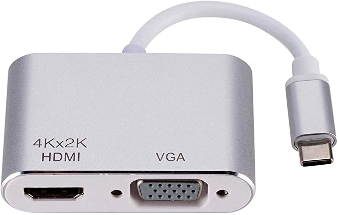 USECL USB C to HDMI & VGA Adapter, USB Type C (Thunderbolt 3 Compatible) to HDMI 4K+VGA Converter Adapter, Compatible with MacBook Pro/Chromebook Pixel/Dell XPS 13/Yoga 910,iPad Pro 2018,MacBook Air .