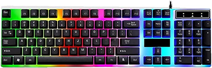 Rainbow Backlit 7 Colors Gaming Keyboard - Arabic and English - Black