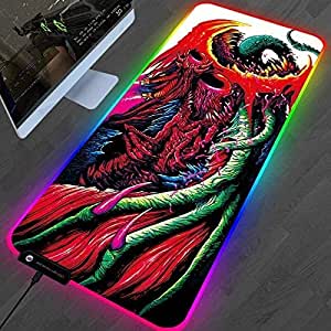 Hyper Beast RGB XL Gaming Mouse Pad, Non-Slip, Water-Resistant, Rubber Cloth, Stitched Edge, Computer Game Mouse & Keyboard Mat – (80 * 30cm)