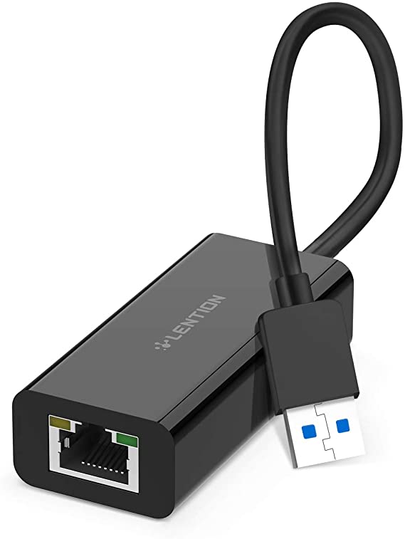 LENTION Gigabit Ethernet Network Adapter USB 3.0 to RJ45 LAN Wired Hub for 1000/100/10 Mbps Ethernet Compatible for Nintendo Switch, MacBook, Chromebook, Surface, Mac OS, Win OS, Linux, More (Black)