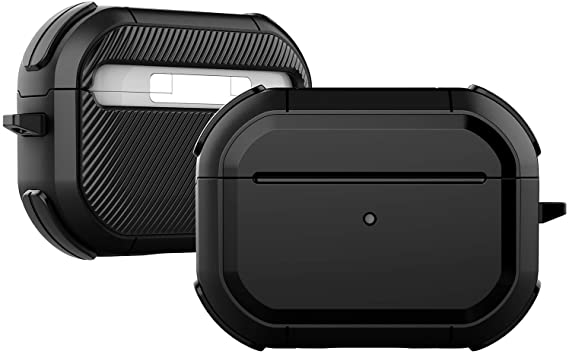 Case for AirPods Pro, Thunder Armor Design, PC + TPU Soft Cover Case, Anti-drop Shock-proof Protective Case, Compatible with AirPods Pro(For AirPods Pro, Black)