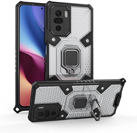 Xiaomi Poco F3 / Xiaomi Redmi K40 Original New All-in-One Case from CompuMisr Dual Protection Shockproof Case, Long Strap - Transparent & Black