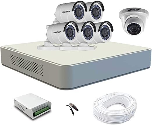 Hikvision Full HD 2MP 6 CCTV Cameras and 8 Ch. HD DVR Kit-All Accessories