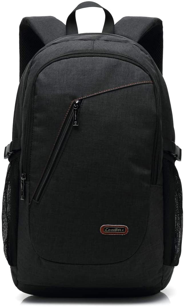 CoolBELL Hot style Modern laptop bags with USB Charging Port Water-Resistant fits 15.6 Inch Laptop (Black), Black, Daypack Backpacks