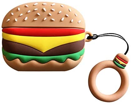 AirPods Pro Case Soft Silicone Burger Cover with Strap for Apple AirPods3 AirPodsPro 2019 3D Cartoon Brown Hamburger Food Shaped Cute Lovely Fun Hot Protective Gift Girls Daughter Men Guys