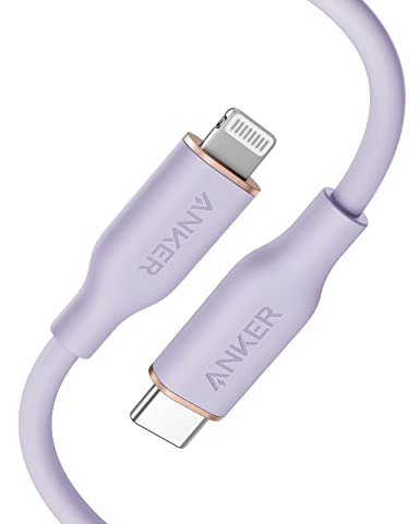 Anker USB-C to Lightning Cable, 641 Cable (Lilac Purple, 3ft), MFi Certified, Powerline III Flow Silicone Fast Charging Cable for iPhone 13 13 Pro 12 11 X XS XR 8 Plus (Charger Not Included)