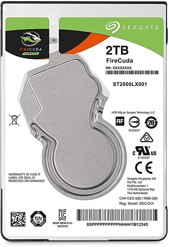 Seagate 2TB 2.5-Inch FireCuda Gaming SSHD SATA 6.0Gb/s Internal Hard Drive For Notebooks/Laptops (ST2000LX001)