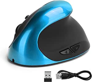 Right Hand Mouse, Optical Vertical Mouse Ergonomic Design Intelligent Power Saving Plug and Play for Computer for Laptop(sky blue)