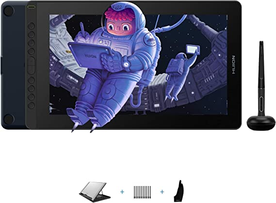 HUION Kamvas 16 2021 Graphics Drawing Tablet with Screen (Blue),15.6 inch Full Lamination Graphics Monitor, Android Support, Adjustable Stand, Ideal for Working From Home and Remote Learning