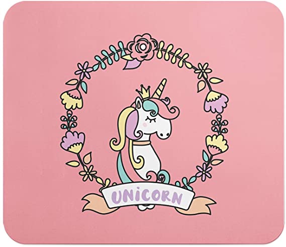 Loud Universe Unicorn Pink Border Pink Rectangular Thick Flexible Mouse Pad